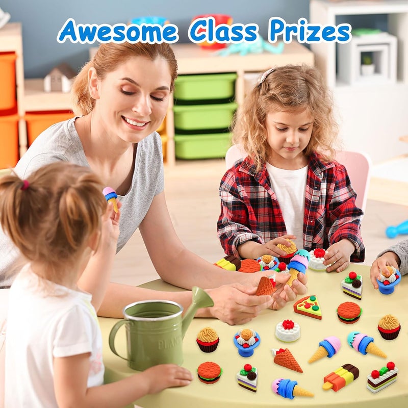 Satomoto 34 pcs Food Erasers for Kids Classroom Prizes, Puzzle Eraser 3D Take Apart Food Pencil Erasers for Student Rewards, Class Treasure Box,Game Rewards,Party Favors - Image 4